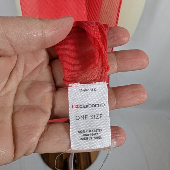 Liz Claiborne Semi Sheer Peach Orange Rectangle Scarf Festival 24 x 73 NEW NWT - Picture 6 of 10